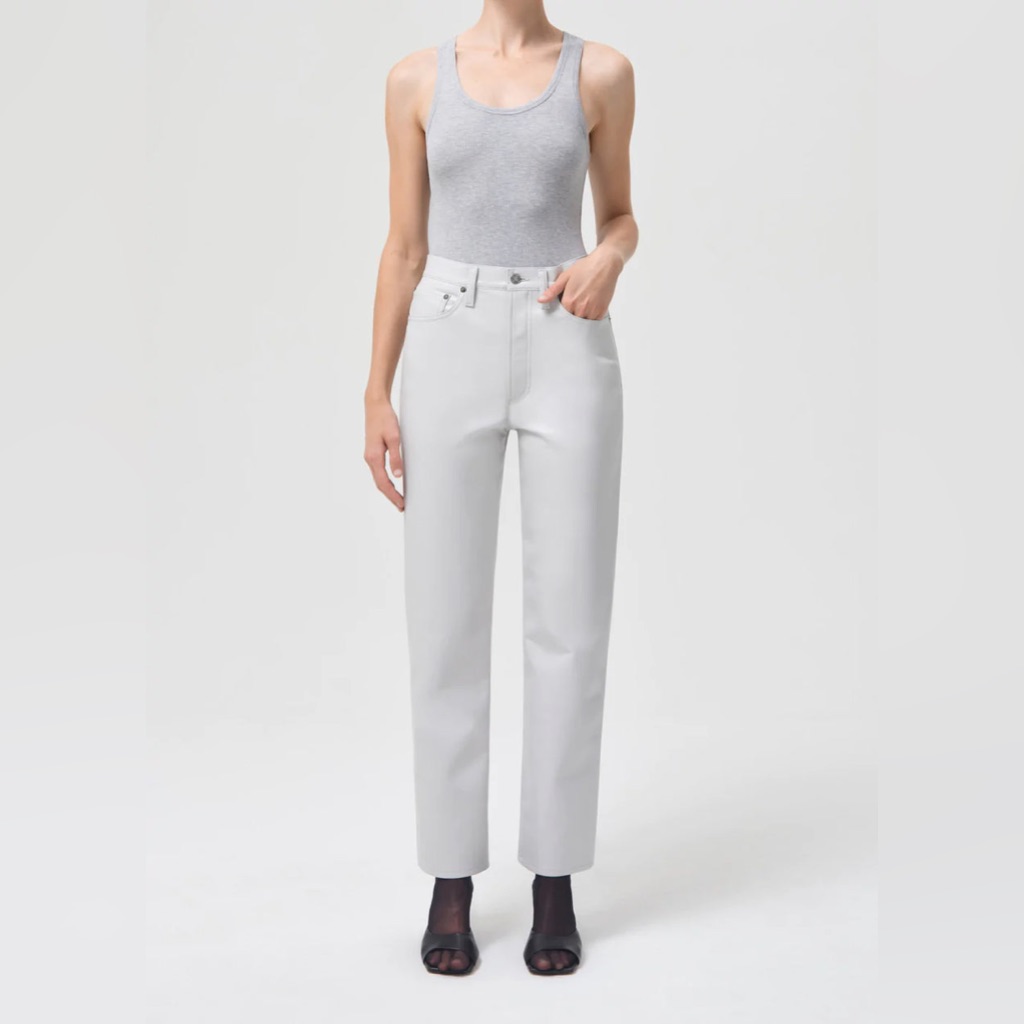 Agolde 90’s Pinch Waist Recycled Leather Pants In Grey/Blue